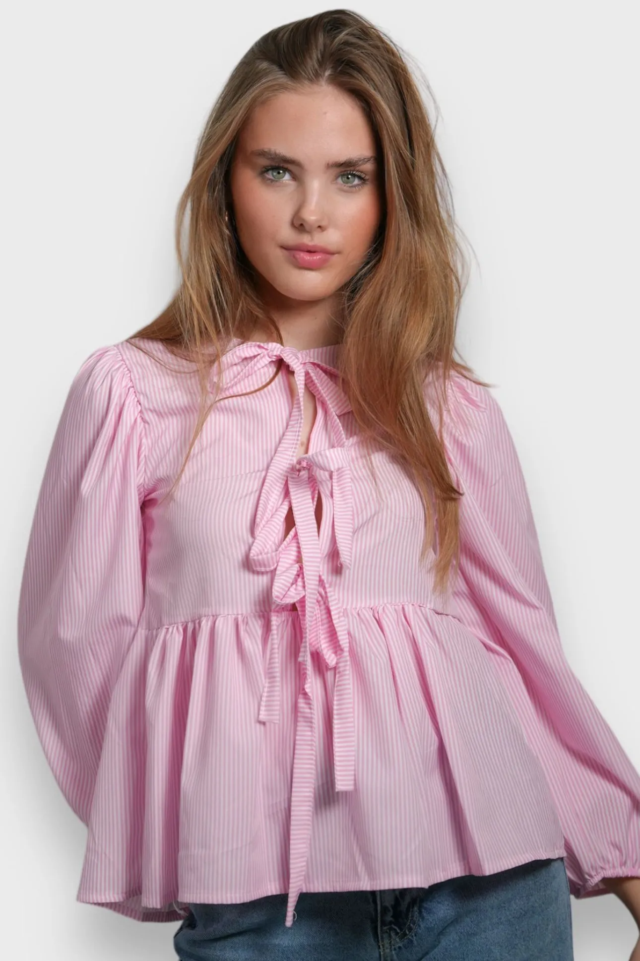 Blouses>Meet Me There Angel Blouse Striped Pink