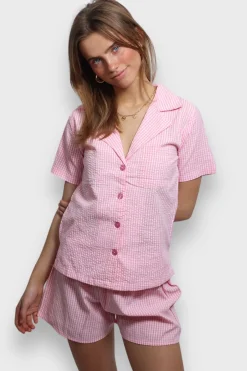 Loungewear>Meet Me There Check Pyjama Pink