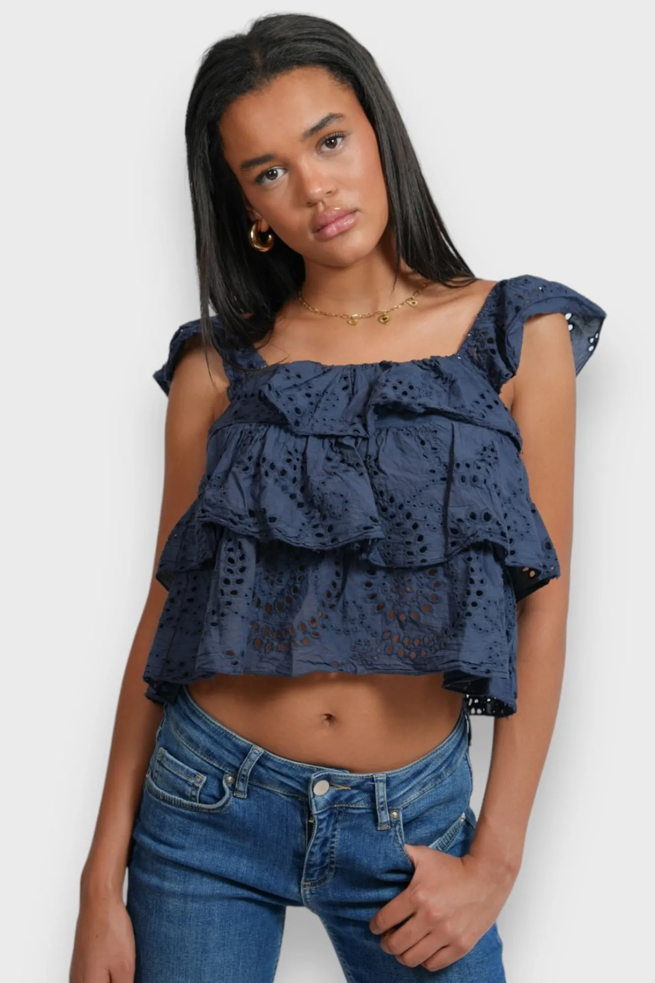 Hauts>Meet Me There Daisy Top Navy