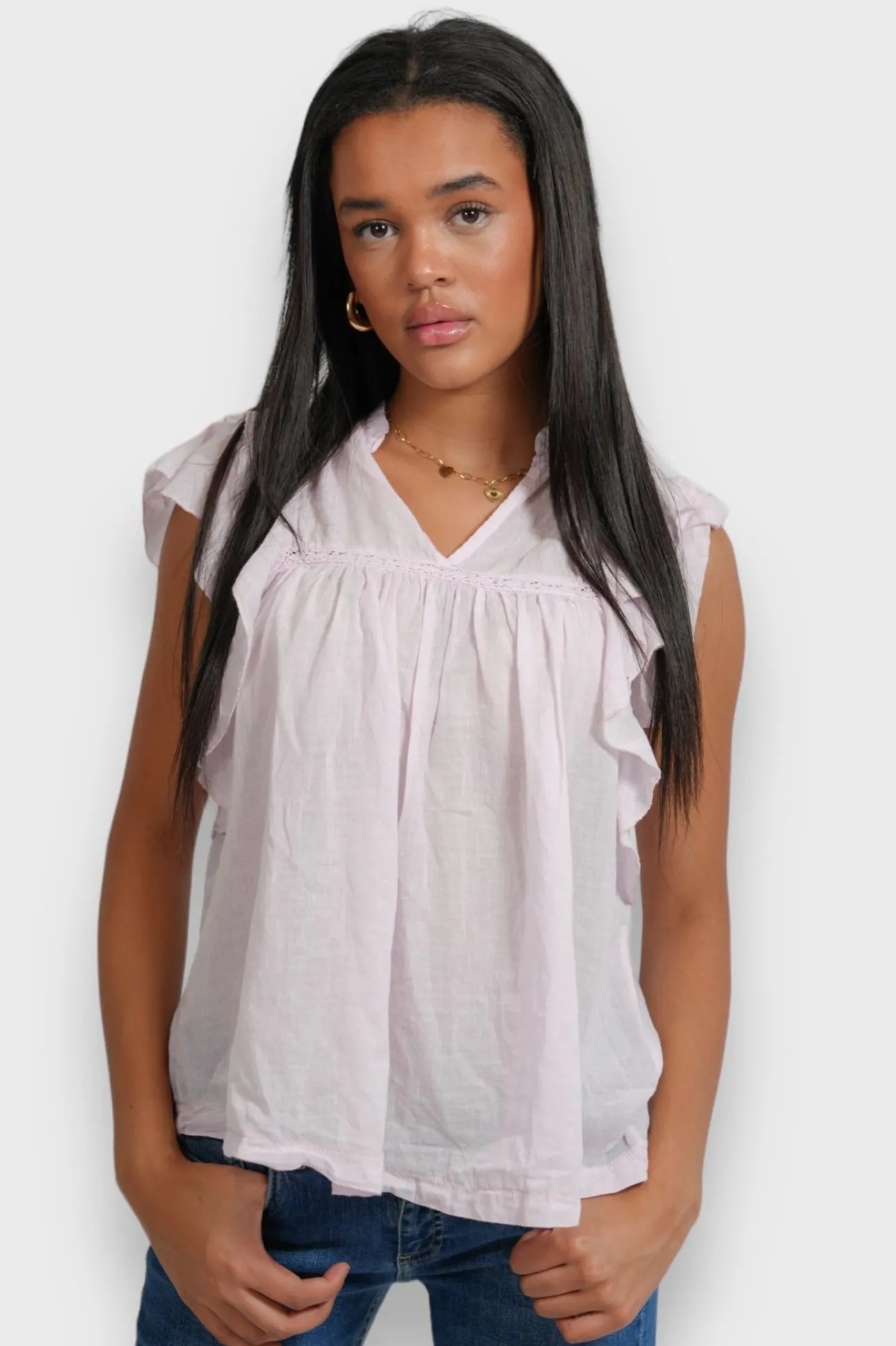 Blouses>Meet Me There Flora Blouse Baby Pink