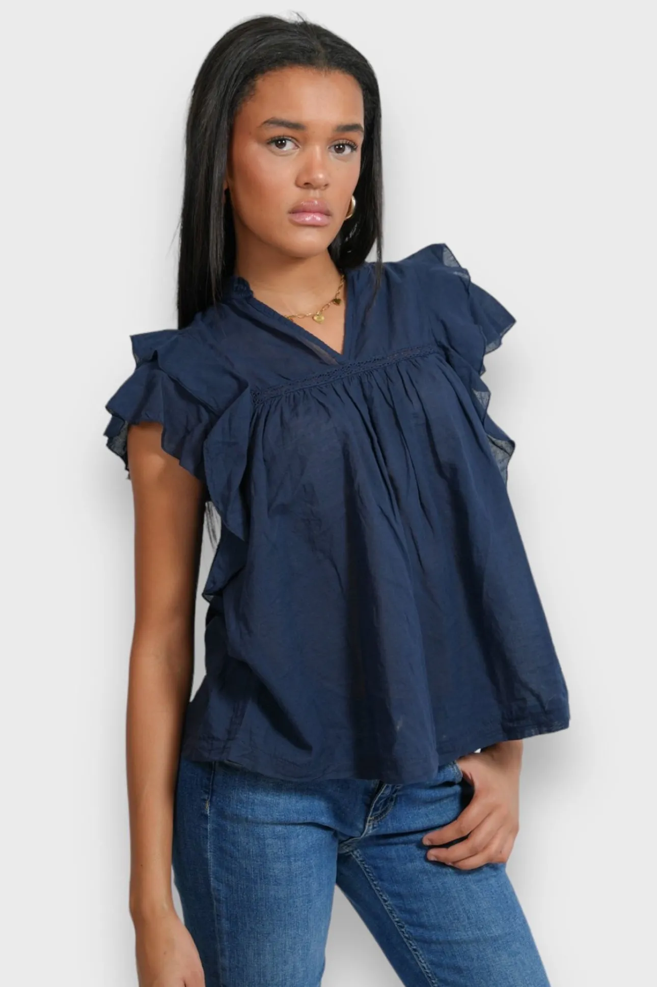 Hauts>Meet Me There Flora Blouse Navy
