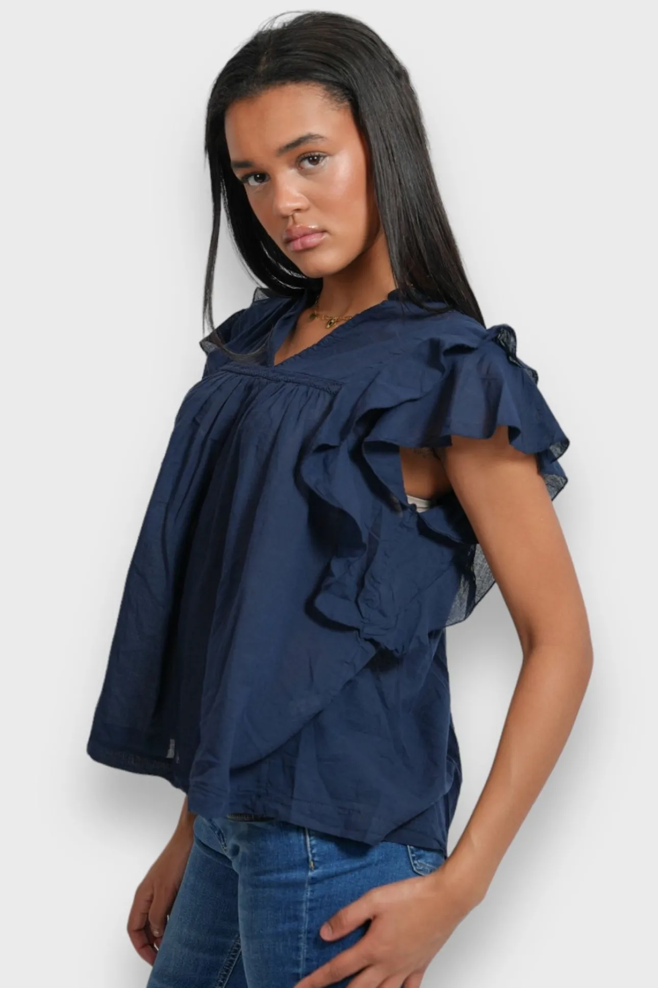 Hauts>Meet Me There Flora Blouse Navy
