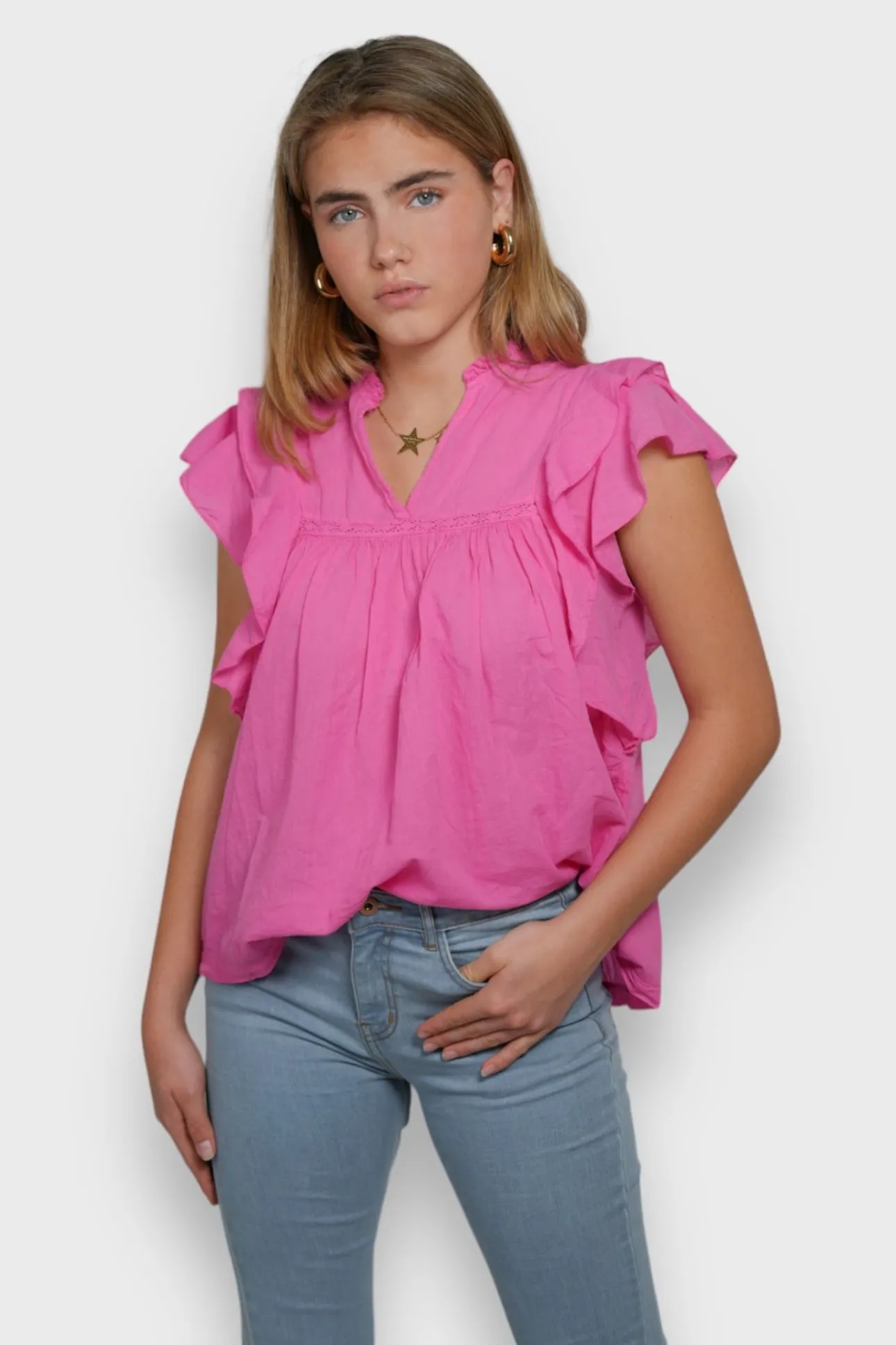 Blouses>Meet Me There Flora Blouse Pink