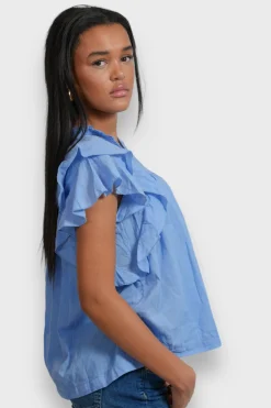 Hauts>Meet Me There Flora Blouse Sky Blue