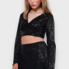 Hauts>Meet Me There Glimmer Blouse Black