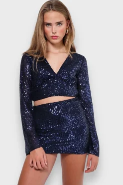 Hauts>Meet Me There Glimmer Blouse Navy