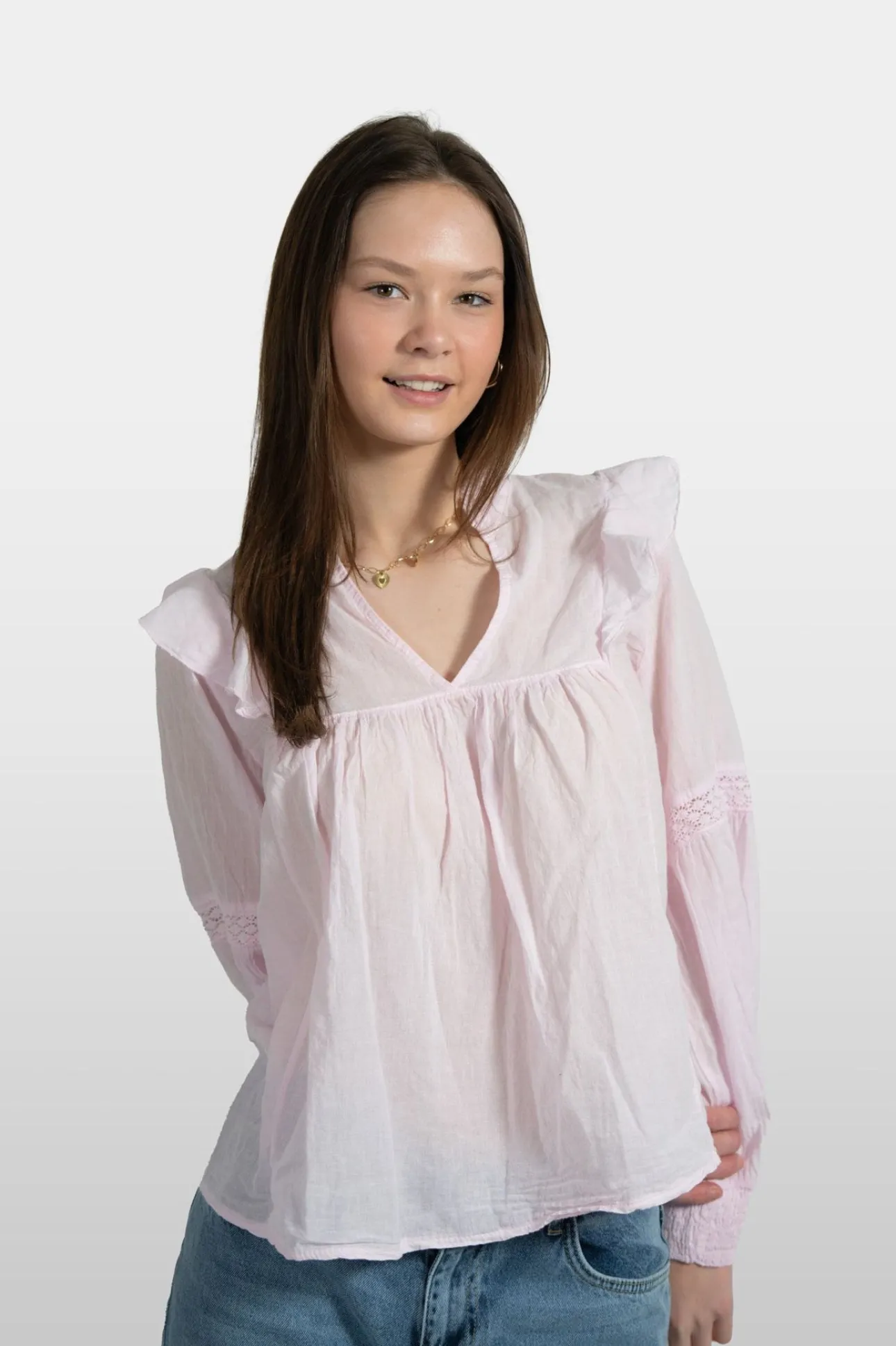 Blouses>Meet Me There Glory Blouse Baby Pink