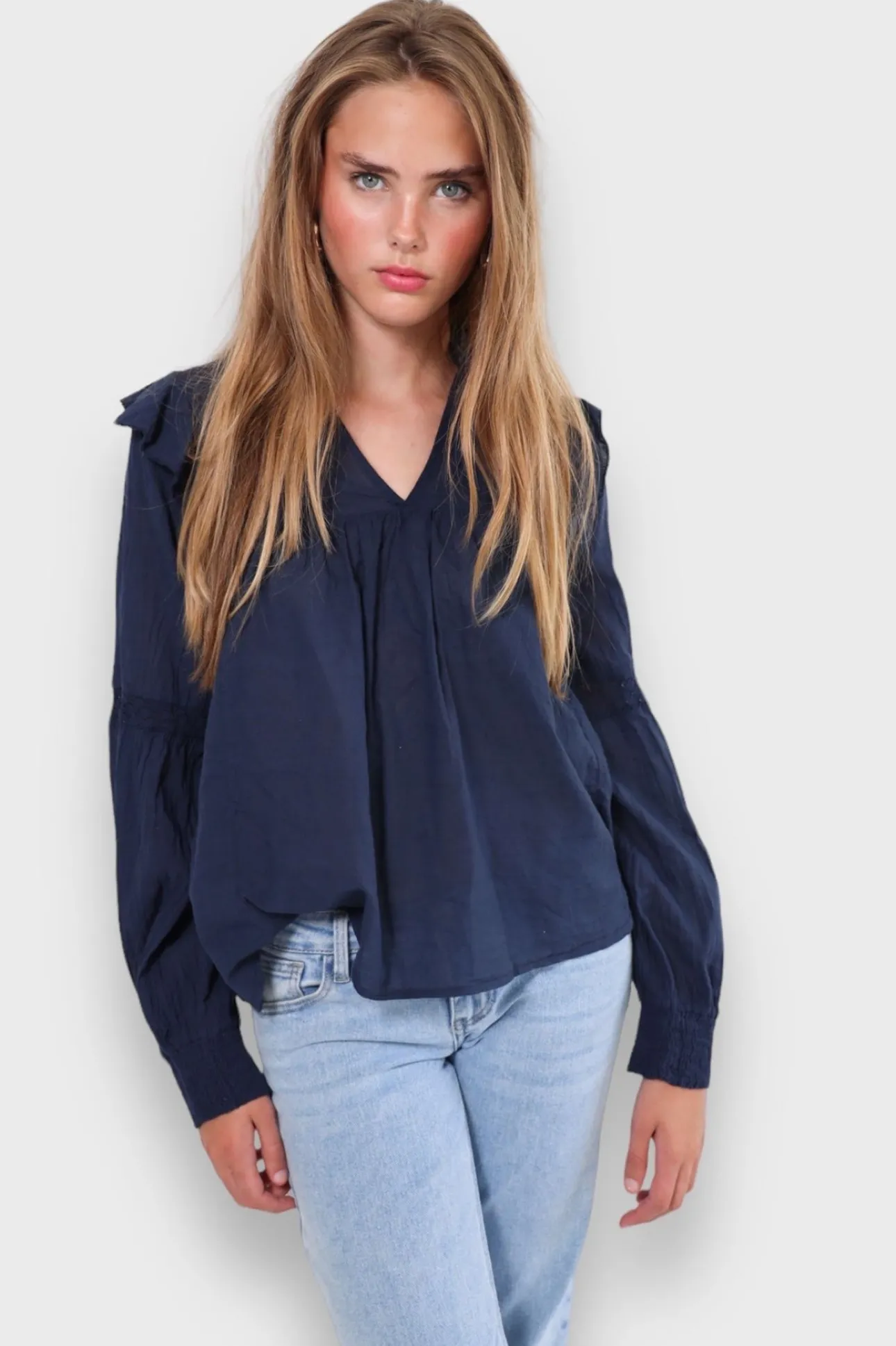 Blouses>Meet Me There Glory Blouse Navy