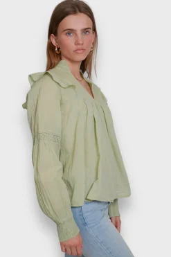 Blouses>Meet Me There Glory Blouse Sage Green