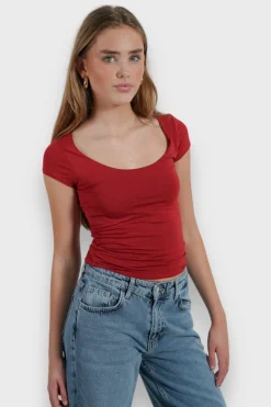 Hauts>Meet Me There Lola Top Red