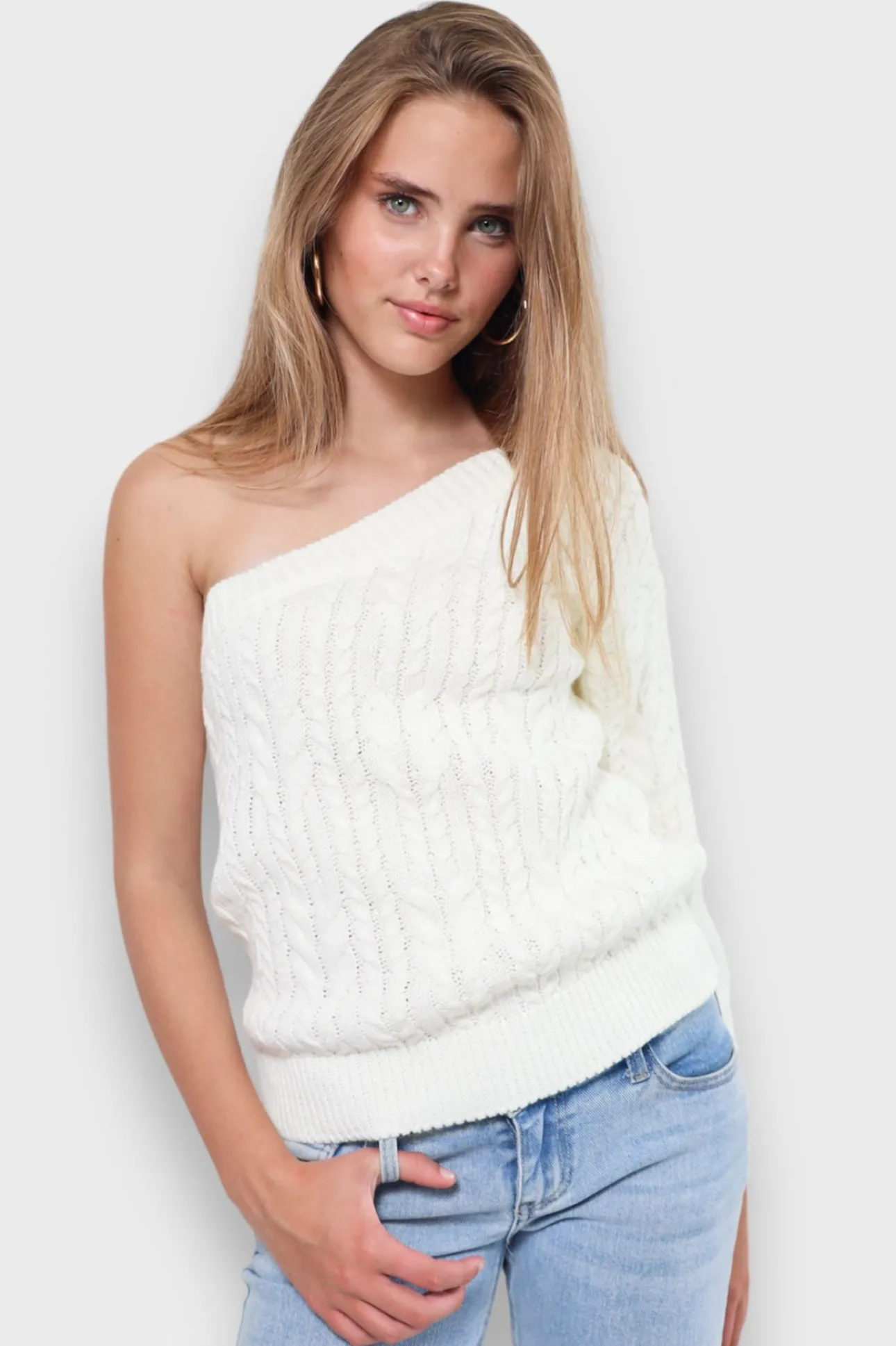 Gilets Et Pulls>Meet Me There One Sleeve Sweater White