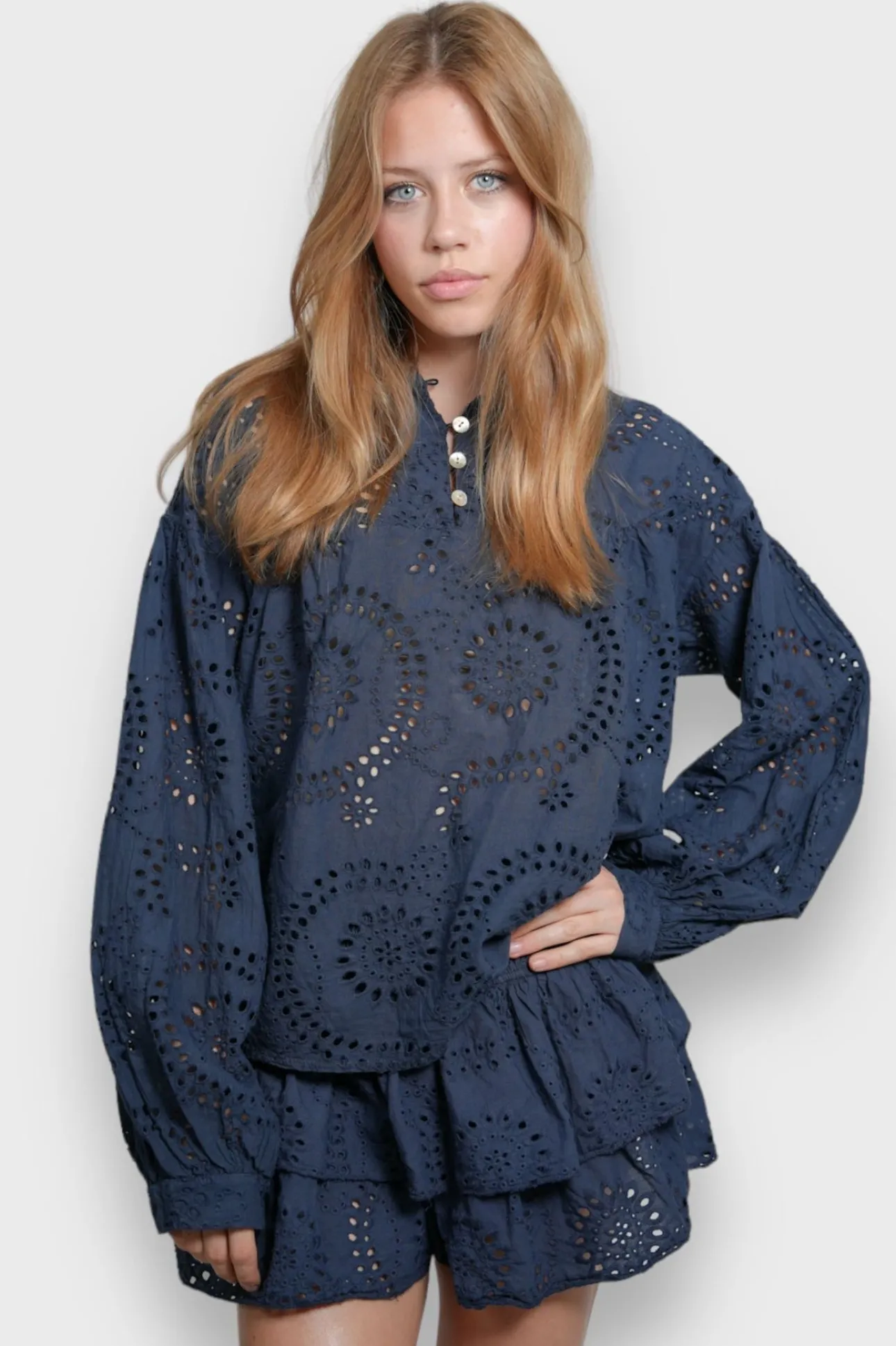 Hauts>Meet Me There Summertime Blouse Navy