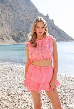 Hauts>Meet Me There Sunshine Blouse Coral