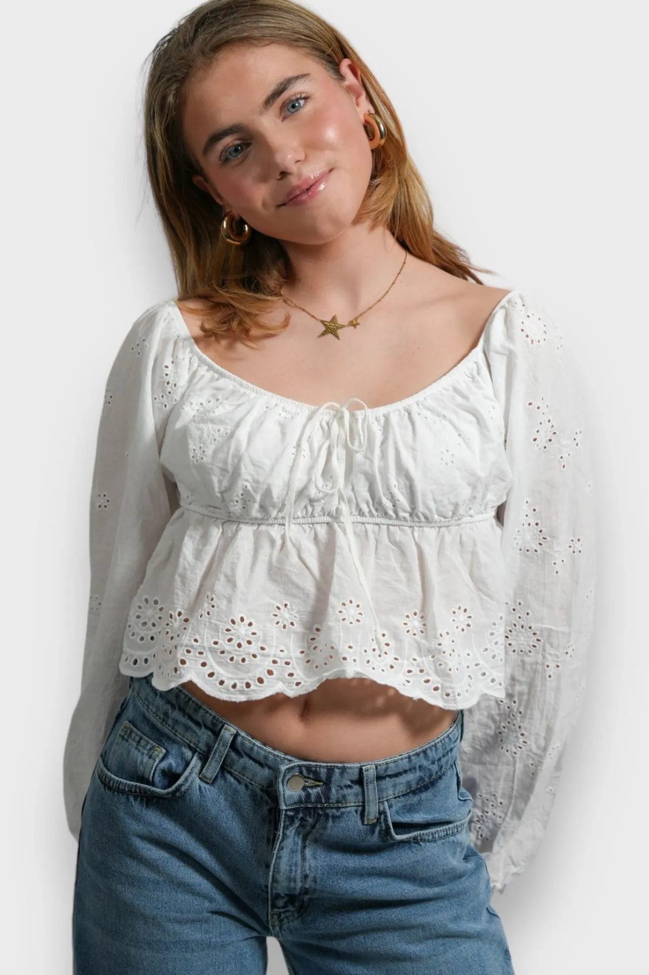 Hauts>Meet Me There Violet Blouse White