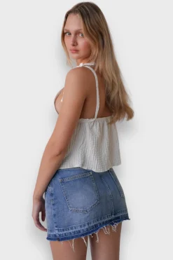 Hauts>Meet Me There Violet Top White Crinkle